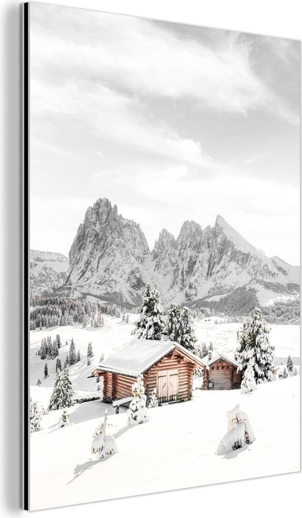 MuchoWow Wanddekoration Metall Metallbild Wandkunst 60x80 cm Winter - Berge - Landschaft - Schnee MuchoWow Aluminium Gemälde - Wanddekoration Metall