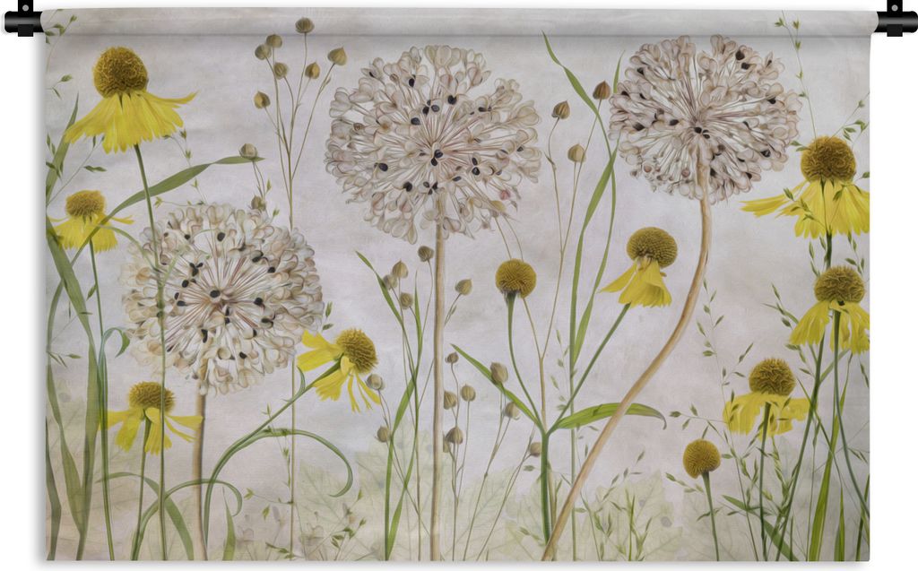 MuchoWow Wandteppich Wandbehang Blumen - Stillleben - Ölfarbe 120x80 cm Tapisserie Dekoration Wandtuch - Wanddekorationen - Wandtücher