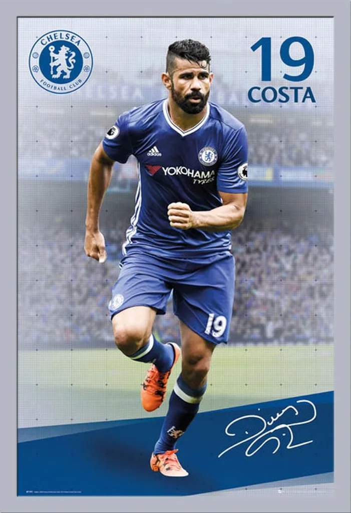Quadro Chelsea FC Costa 16/17 Cornice Argento Shinsuke - Design Moderno