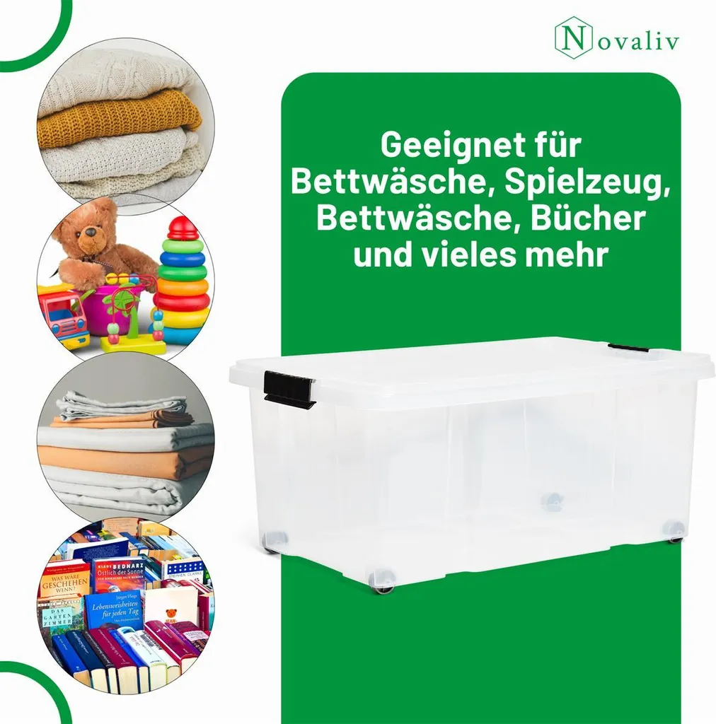 Set de Boîtes de Rangement Plastique Empilables avec Fermeture à Clips - 5