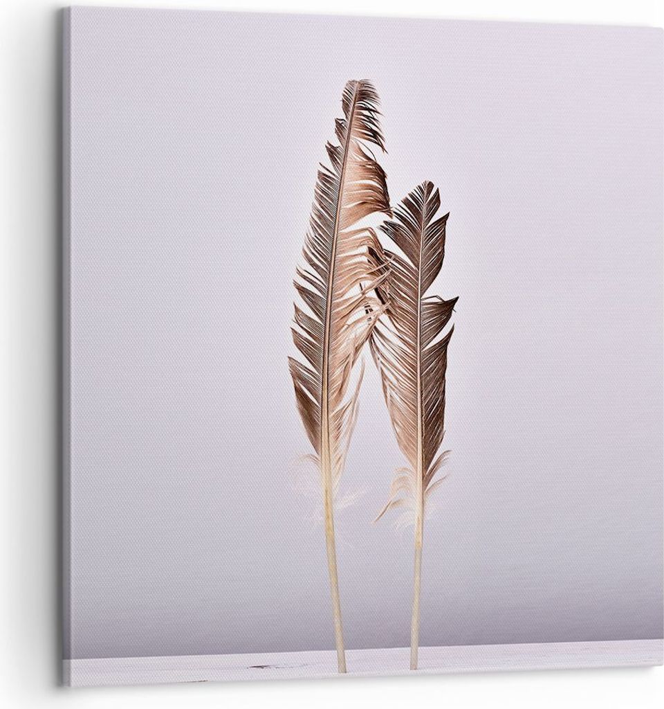 Bild auf Leinwand - Leinwandbild - Einteilig - Zwei Federn Flieder - 60x60cm - Wand Bild - Wanddeko - Wandbilder - Leinwanddruck - Bilder - Wanddek...