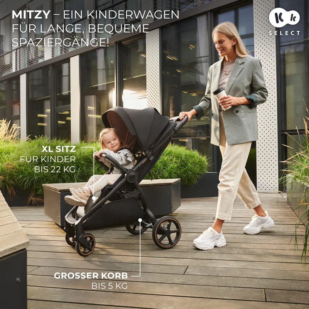 Poussette Mitzy Ink Noir Kinderkraft Select avec Pliage Rapide Compact - 4