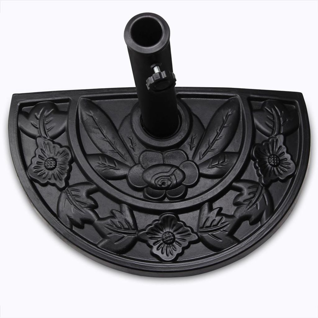 Demi-pied de Parasol Noir Demi-cercle Aspect Fonte vintage Image du produit 