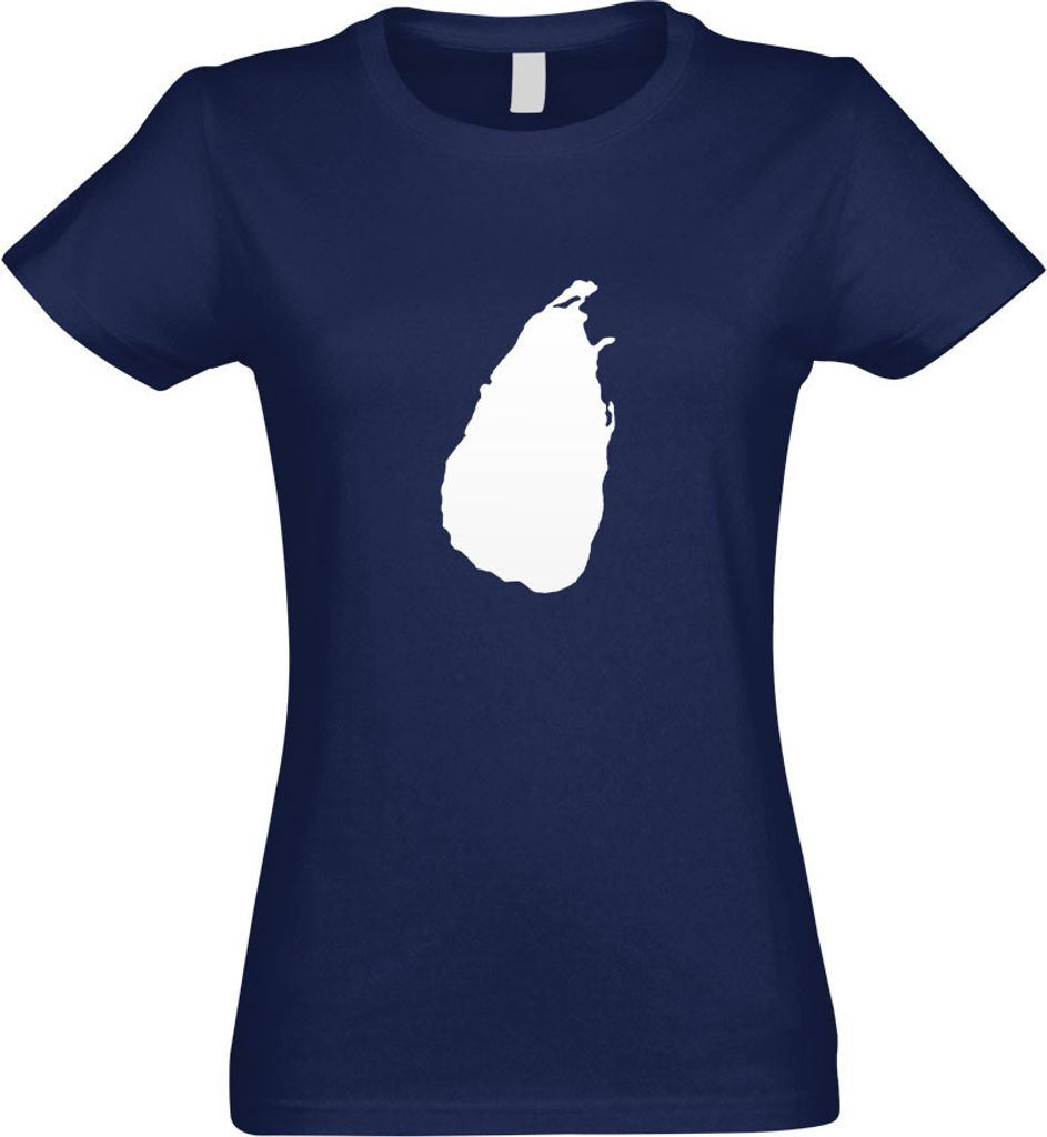 Kiwistar - T-Shirt tailliert - Damen - Navy - Sri Lanka Umriss Kontur - mit Motiv Bedruckt - Funshirt Design - Sport - Freizeit - Damen - XL