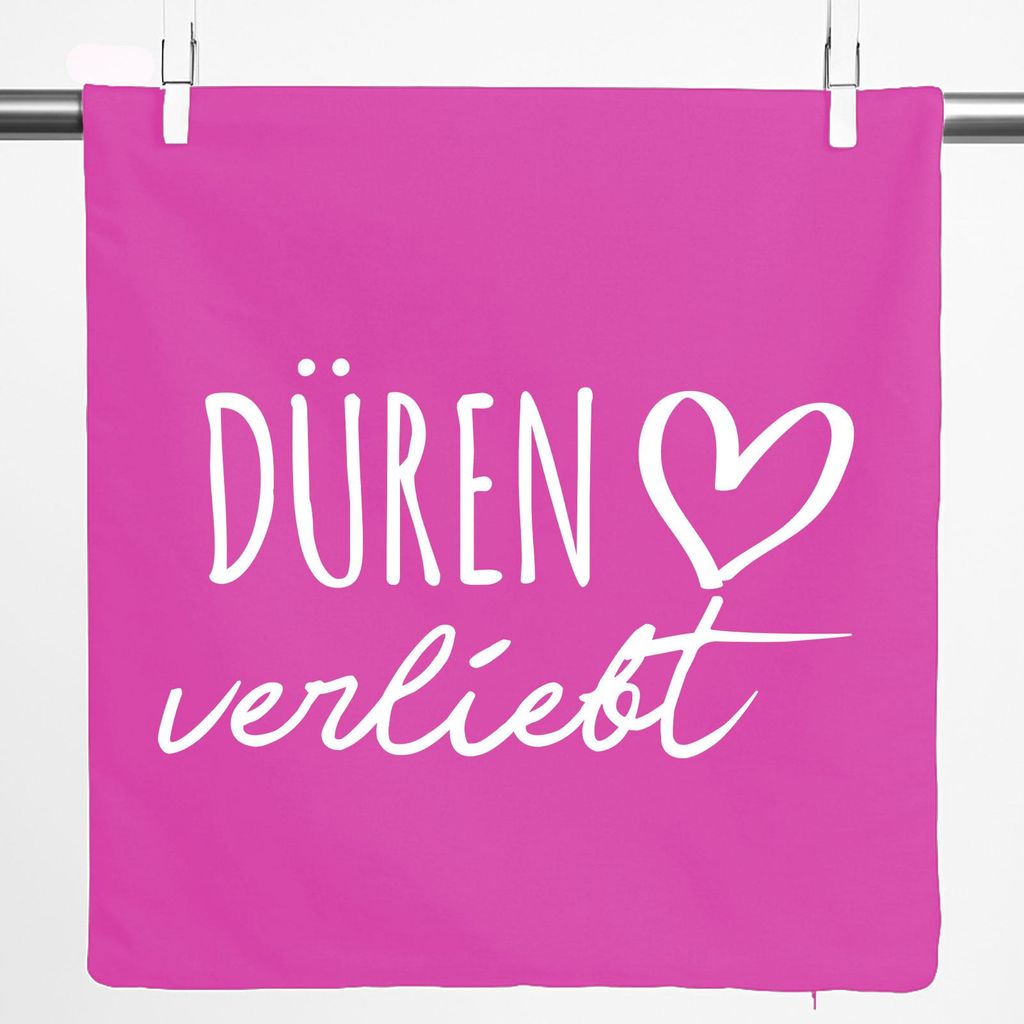 Huuraa Kissenbezug Düren verliebt 40x40cm Fuchsia Baumwolle Dekokissenbezug Geschenkidee