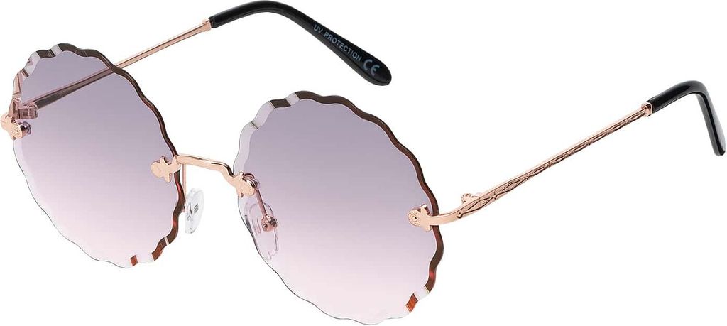 Damen Sonnenbrille Rund Form Designer 80er Modern Urlaub Sommer Strand 30572 Violett/Rosa