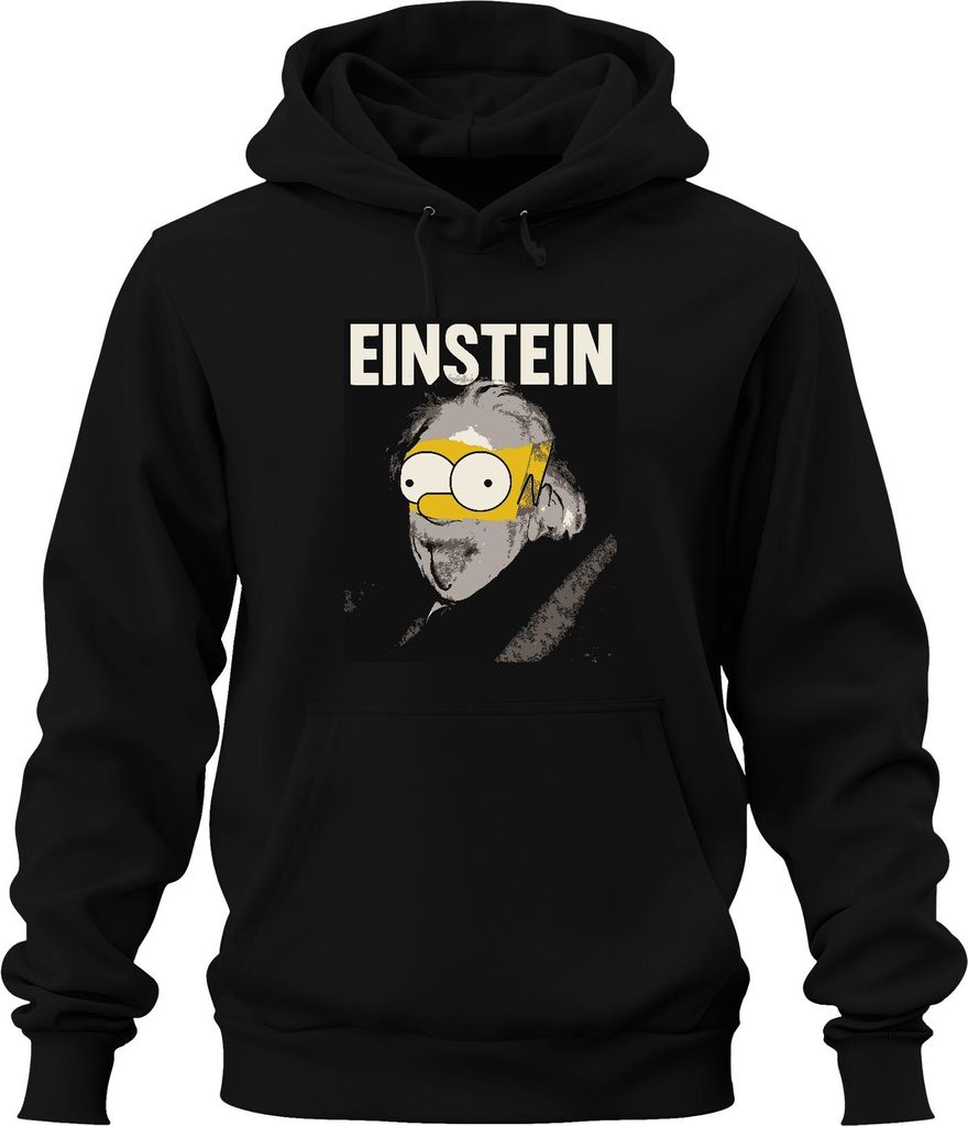 Einstein Parodie Simpsons Mashup Nerd Physik Wissenschaft Retro Uni Hoodie Kapuzenpullover, Schwarz, M