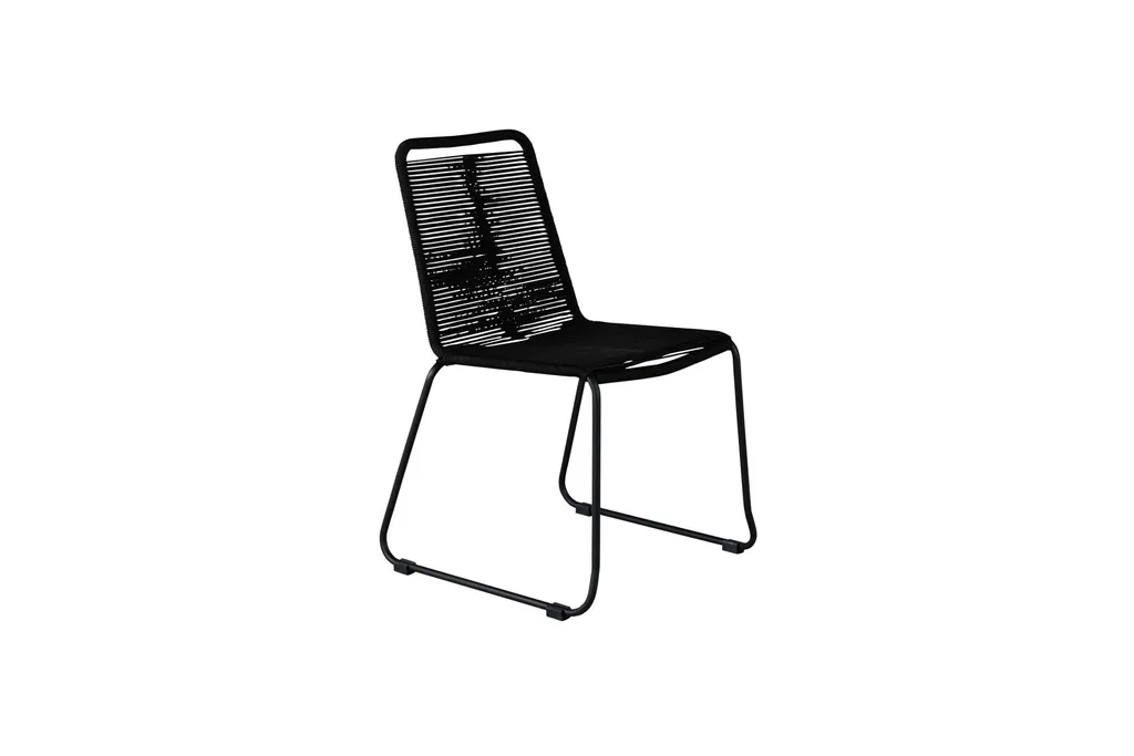 Lindos Chaise de jardin empilable noire idéale pour repas en terrasse d'été