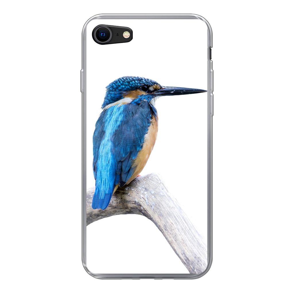 MuchoWow Handyhülle Schutzhülle Hülle für iPhone SE 2022 Eisvogel - Zweig - Schnabel Silikon Softcase Handy Hülle - Schutzhülle