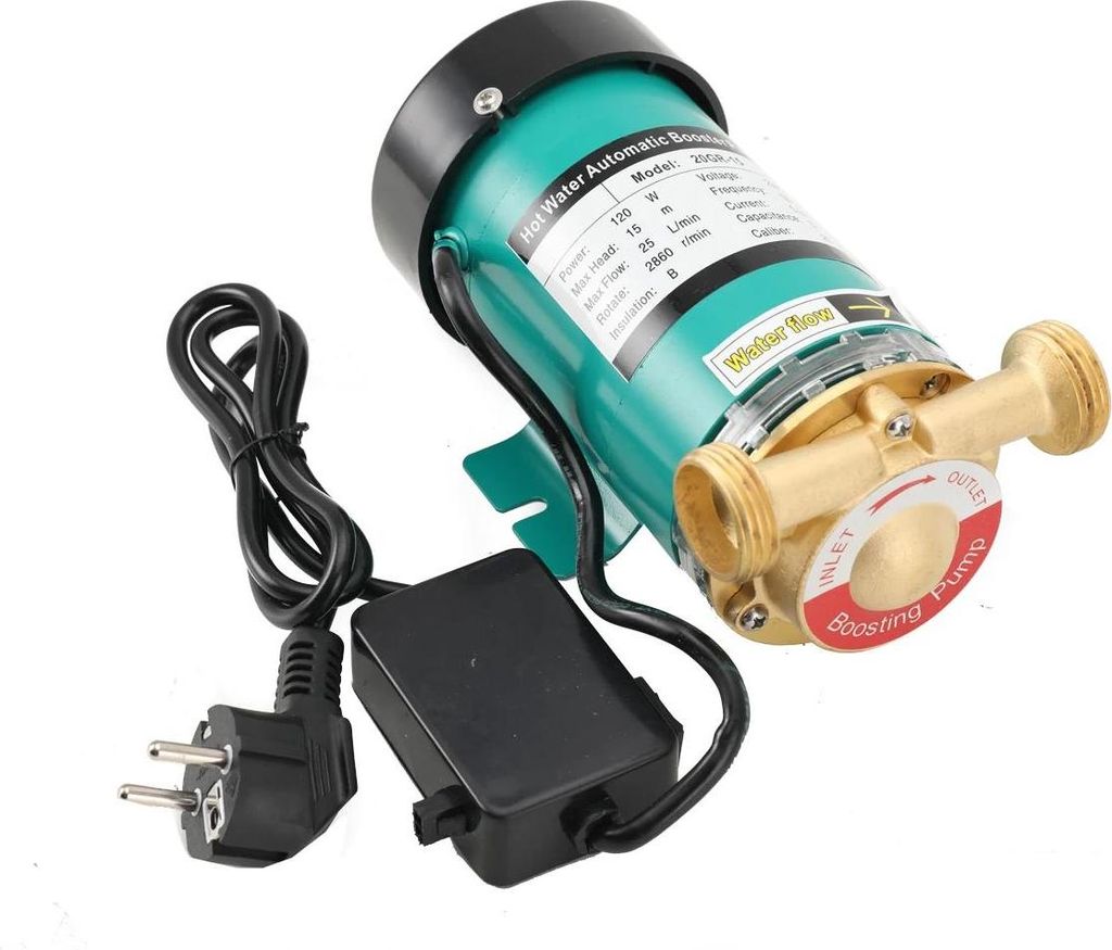 Wasser-Druckerhöhungspumpe - Automatische Dusch- und Zirkulationspumpe - 2,54 cm Ausgang - 120 W