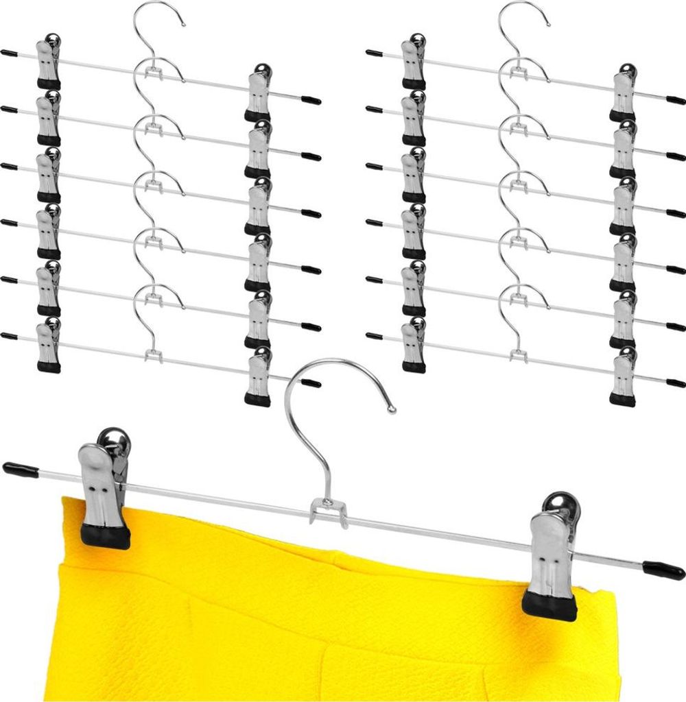 Metallener Hosenbügel mit Clips, 12 Stück.