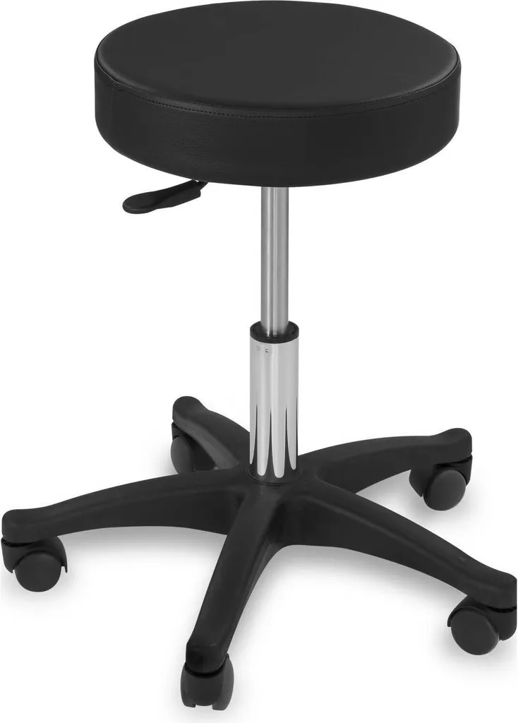 Tabouret de bureau à roulettes Aversa Noir - Idéal Cabinet et Salon