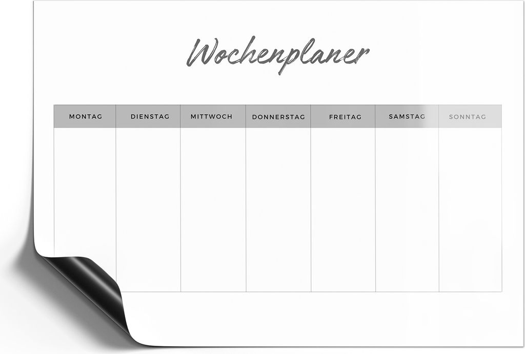 DEQORI Magnetmatte Universal 42x30 cm (A3) 'Planer 2 White (DE)' Magnetfolie Kalender Planer