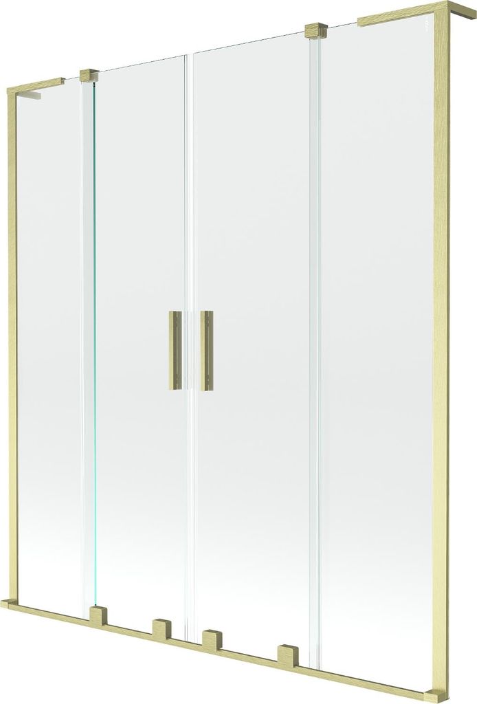 Mexen Velar L Duo Badewannenabtrennung 2-flügelig, verschiebbar, 160 x 150 cm, transparent, gebürstet gold - 896-160-003-02-55
