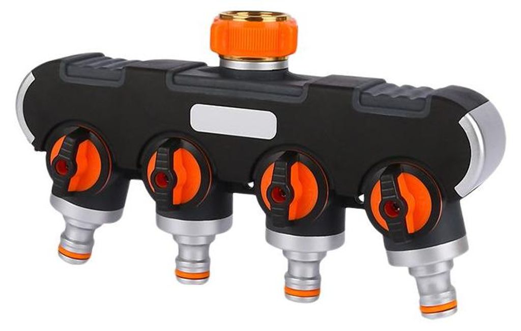 4-Wege-Verteiler: 3/4"- und 1/2"-Wasserverteiler mit Wasserhahnadapter für Gartentimer und Gartenschlauch
