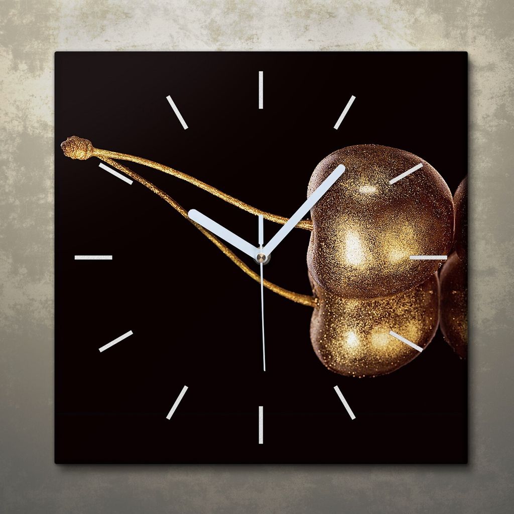 Wohnzimmer Leinwand Uhr Geräuschlos Küche 30x30 Goldenes, Produktbild 