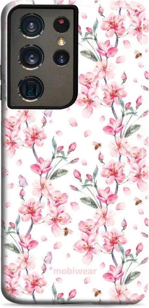 Handyhülle für Galaxy S21 Ultra, Mobiwear Elite Pro, Japanischer Blumenstrauß