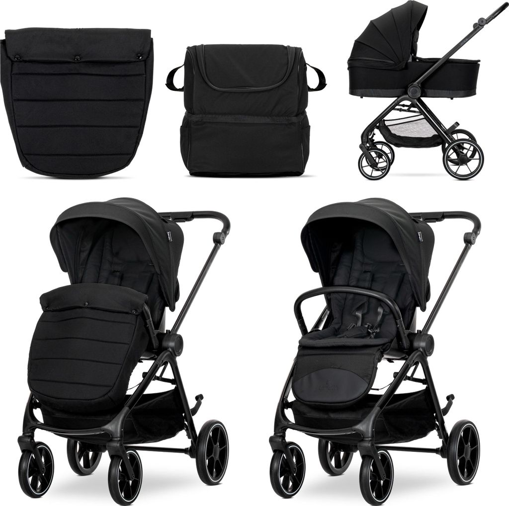 Lorelli Venice Kinderwagen 2-in-1 – Babywanne & Sportsitz, große gefederte Räder, bis 22 kg, verstellbar, Einhand-Faltung, UV-Sonnendach
