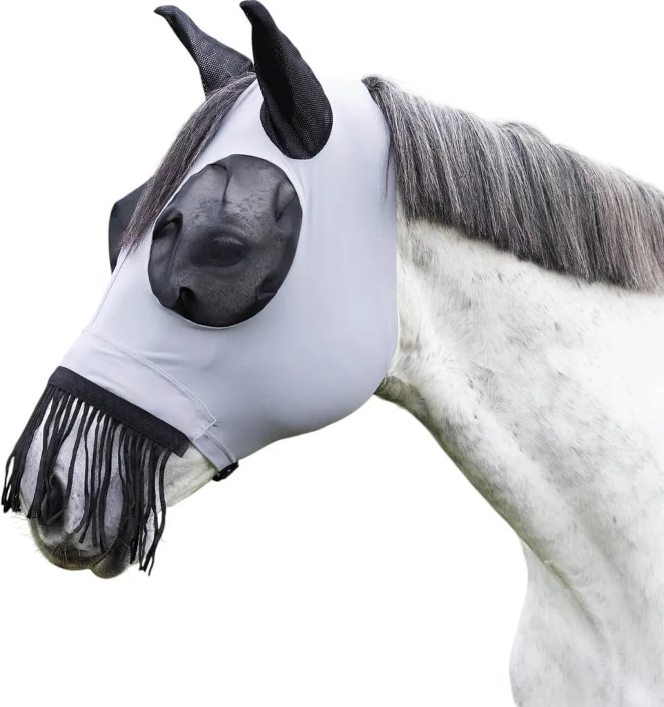 BUSSE Twin Fit Flexi Shetty: Maschera Anti-Mosche con Zip e Frange