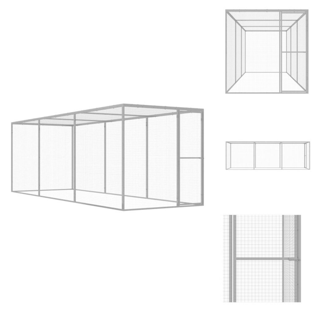 vidaXL Katzenkäfig 4,5x1,5x1,5 m Verzinkter Stahl - Lebensräume & Gehege für Kleintiere