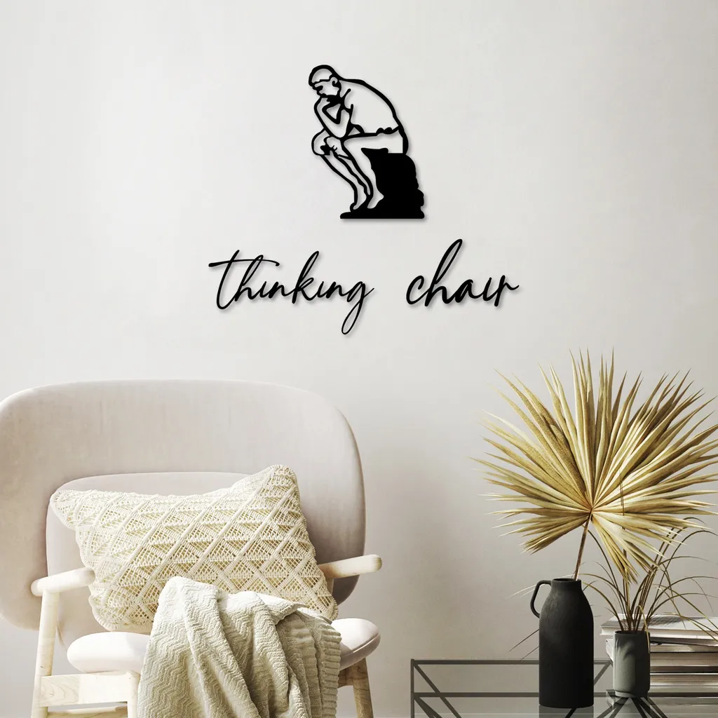 Déco Murale Métal Noir Thinking Chair pour Habiller un Petit Mur