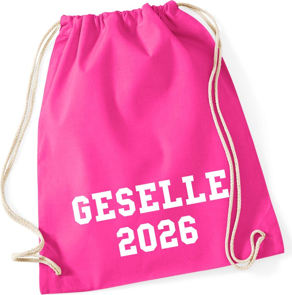 Huuraa Turnbeutel Geselle 2026 Ausbildung 12 Liter Fuchsia Baumwolle Rucksack Geschenkidee