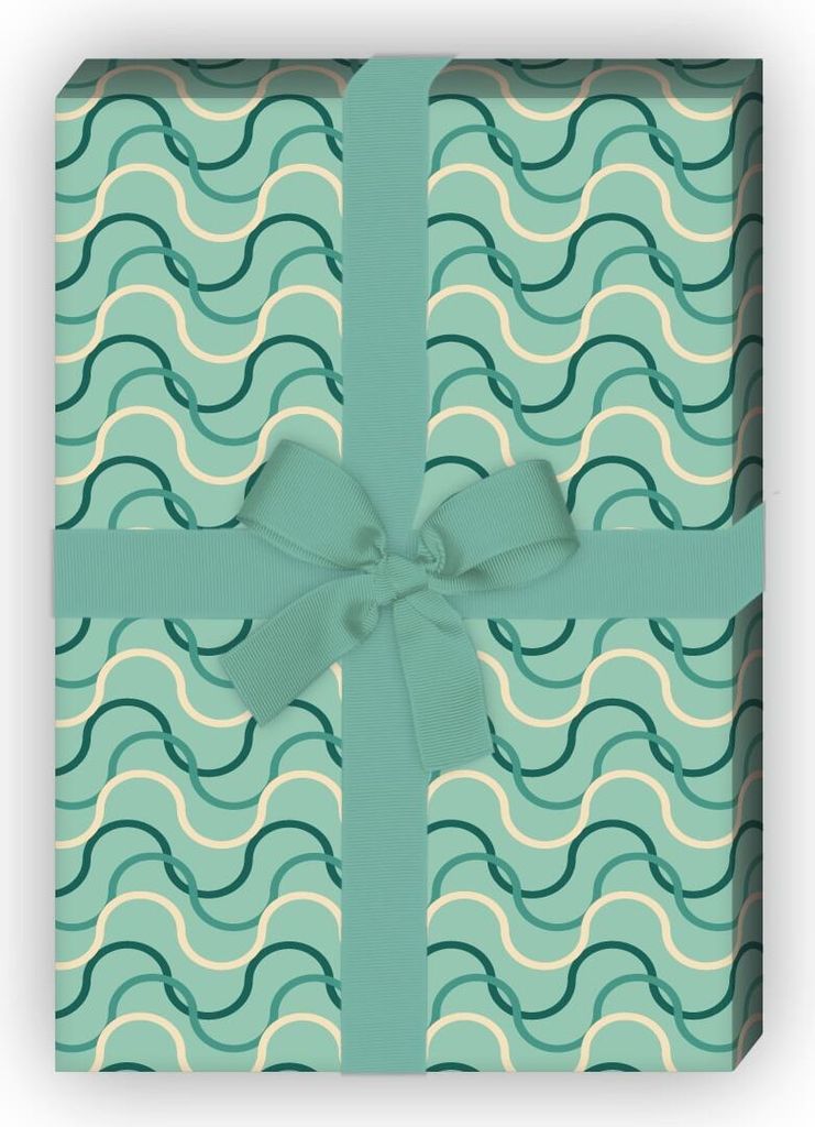 Vintage Wellen Geschenkpapier mit leichten Retro Linien, Produktbild 