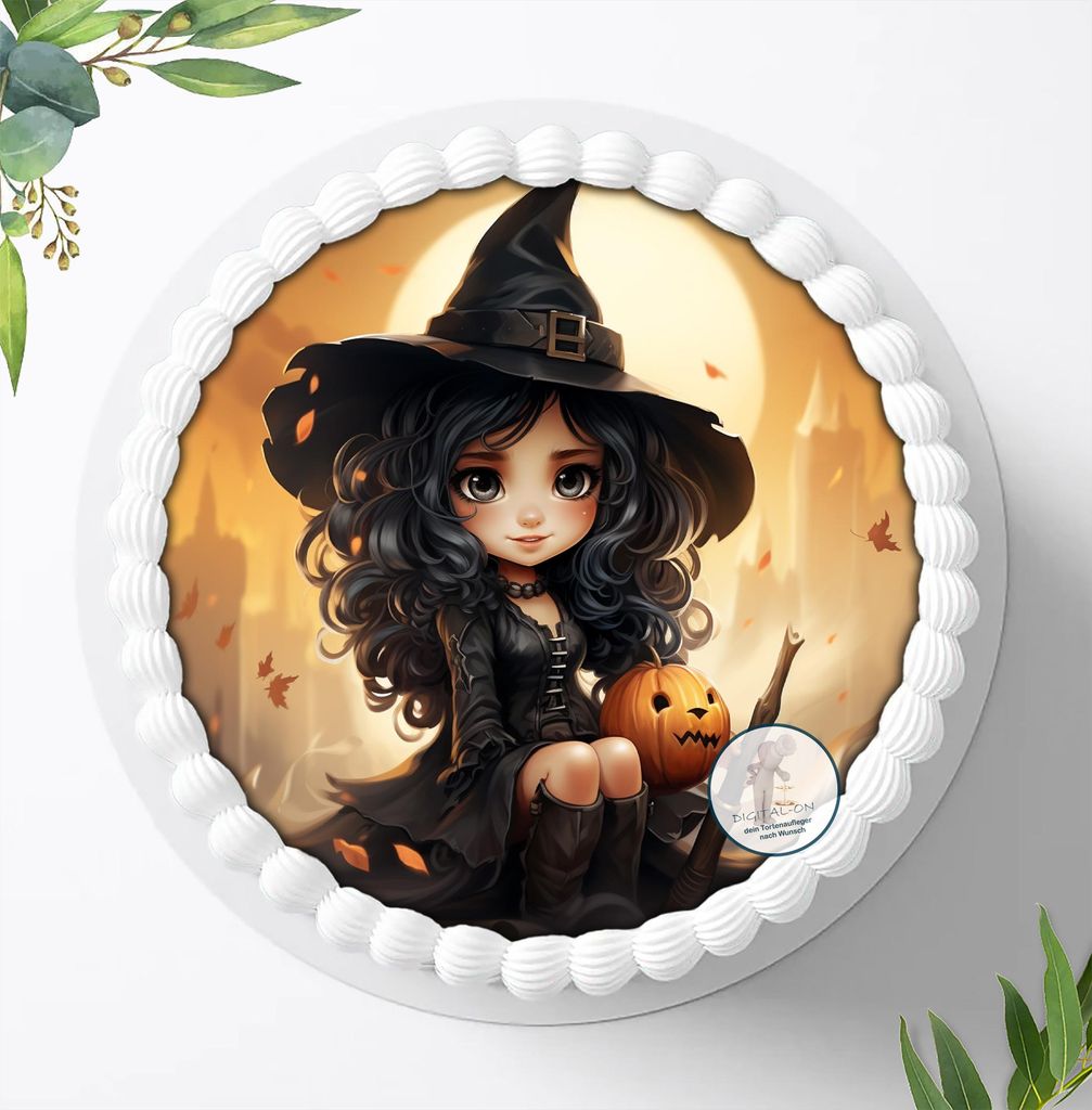 Für die Geburtstags Torte ein Tortenaufleger, Zuckerbild mit dem Motiv: Wicked Witch, Essbares Foto für Torten, Fondant, Ø 20cm, 2331z