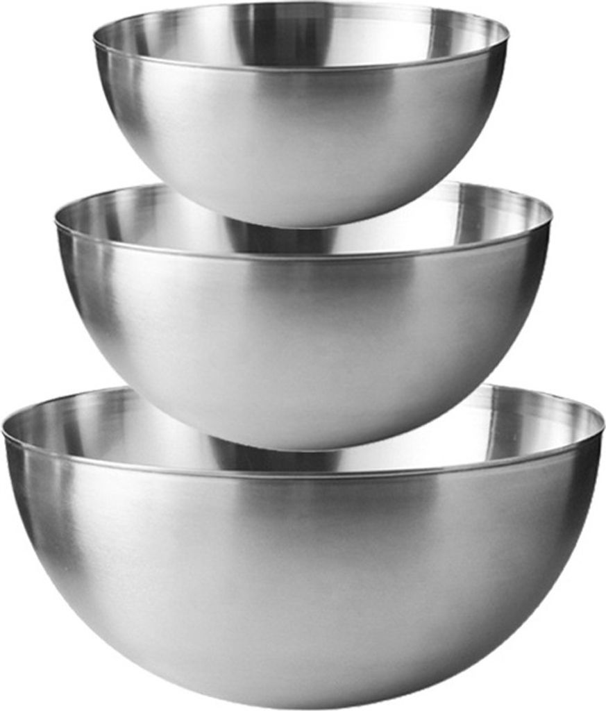 3 Stueck Kuechen-Ruehrschuessel aus Edelstahl, Salatschuessel, Teig-Ei-Schuessel fuer Zuhause, Restaurant
