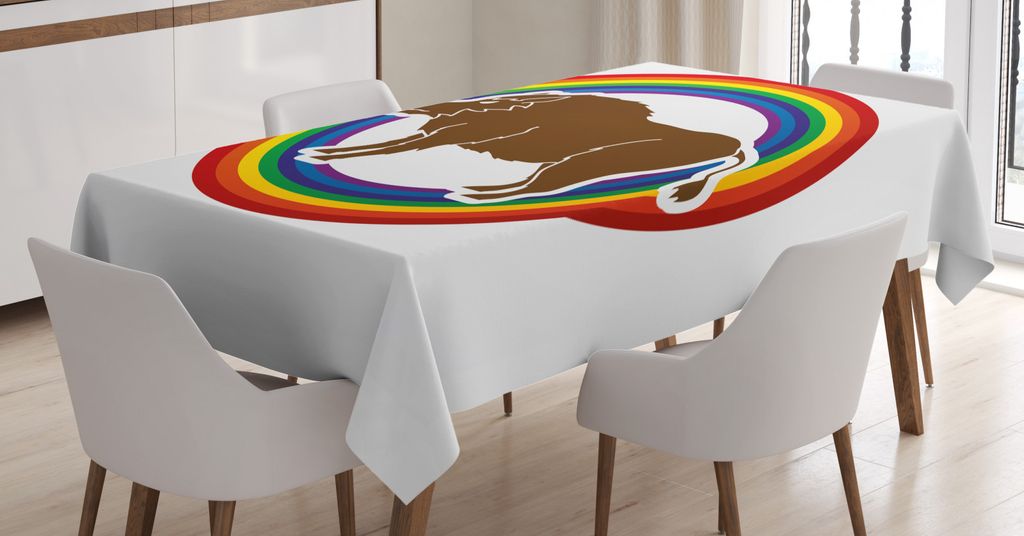ABAKUHAUS Finnwal Tischdecke, Wildschwein Eber in Rainbow, Pflegeleicht mit Modernster Druck Technologie Waschbar und Personalisiert, 140 x 240 cm,...