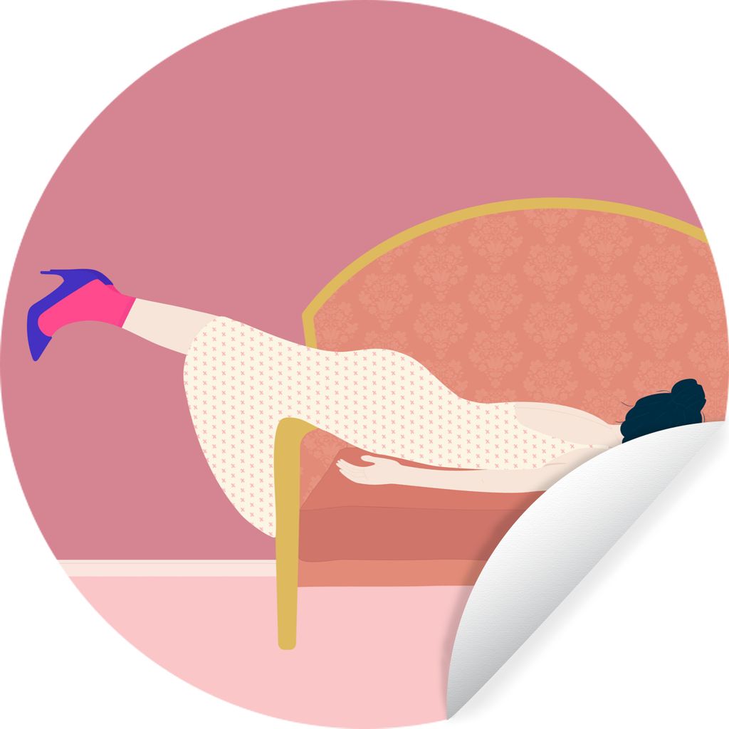 MuchoWow Runde Wandtattoo - Wandsticker Tapete Aufkleber Vintage - Frauen - Pastell Ø 50 cm Selbstklebend und Repositionierbar - Wandaufkleber -...