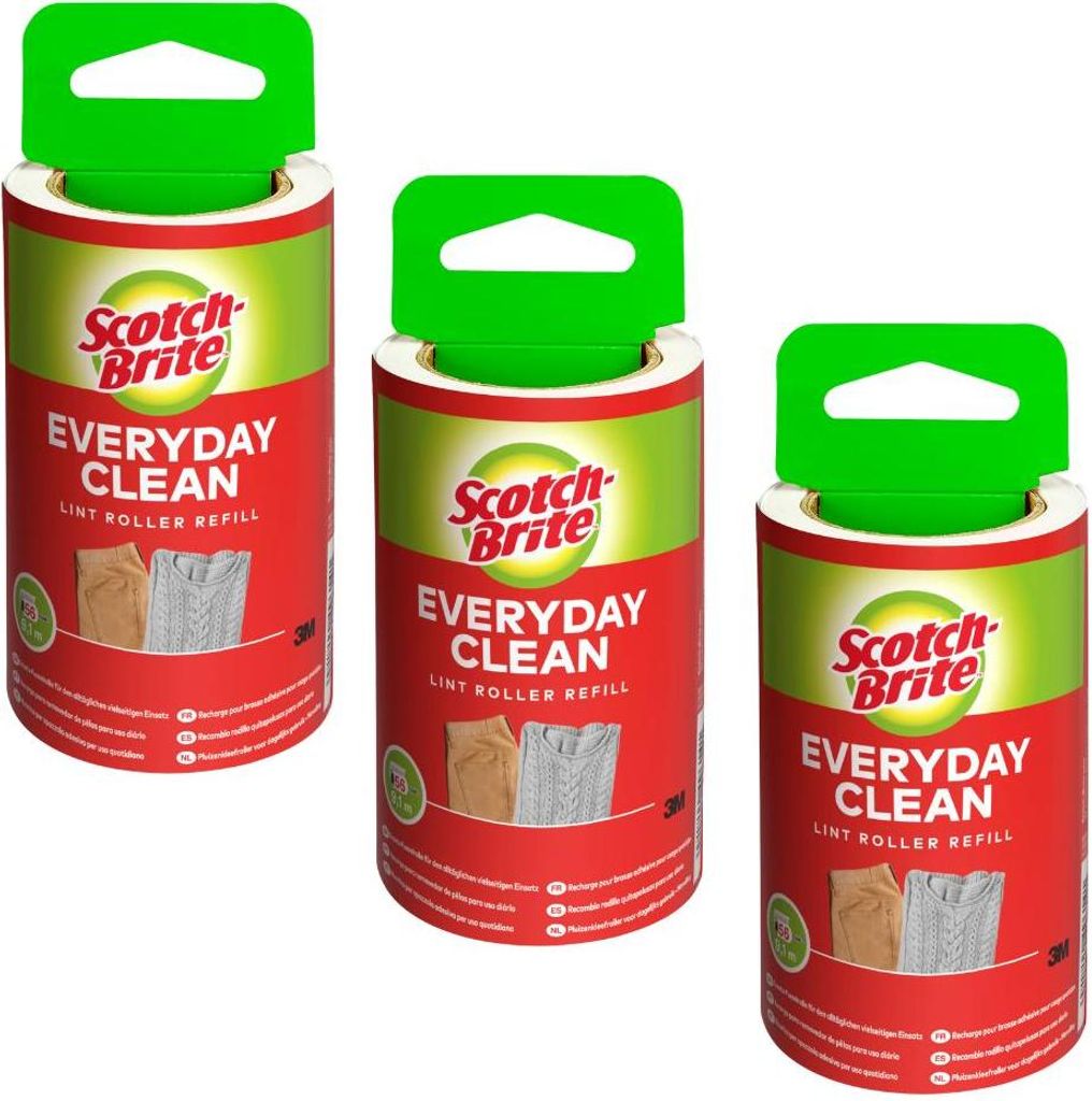 3x Scotch-Brite Everyday Clean Ersatzrolle 56 Blatt Fusselrolle