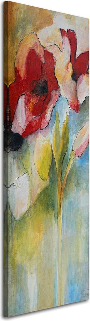 Leinwandbild mohnblumen und rosenknospen 30x90 cm Feeby rot wandbild bereit zum aufhängen