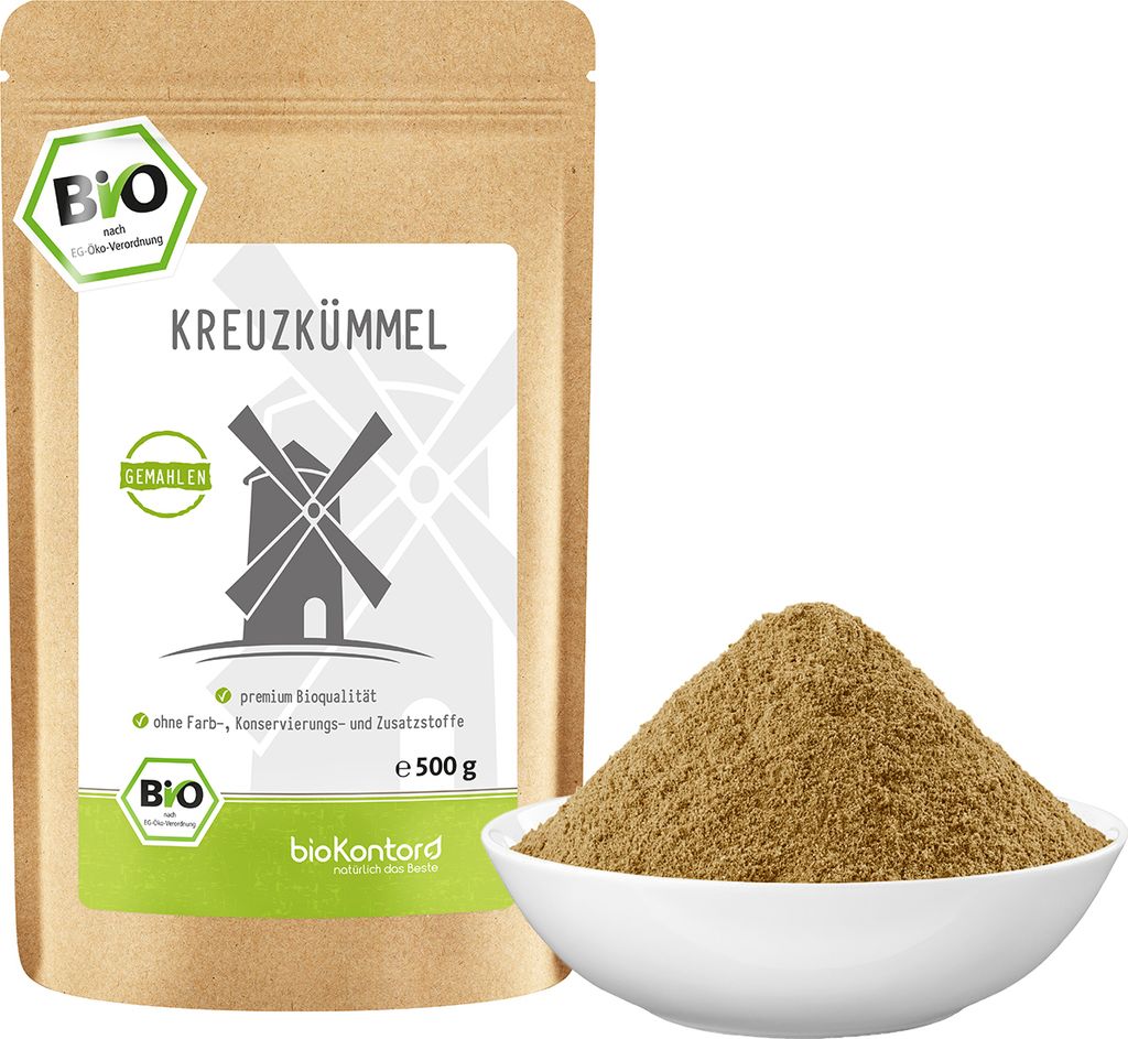 Kreuzkümmel gemahlen 500 g I Kreuzkümmelpulver ohne Zusätze I gemahlener Cumin aus kontrolliert biologischem Anbau von bioKontor