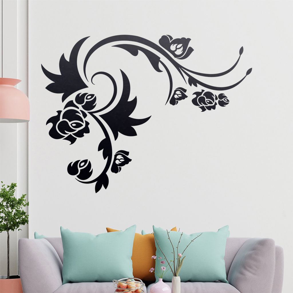 Blüte Blume Tribal Wandtattoo in 6 Größen - Wandaufkleber Wall Sticker - Dekoration, Küche, Wohnzimmer, Schlafzimmer, Badezimmer