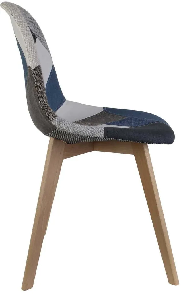 Chaise Patchwork Bleu Gris - Lot de 4 Chaises Design Nordique Confort - 3