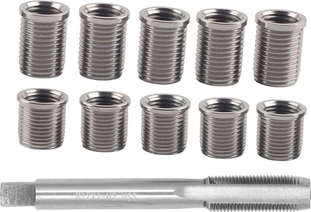 Reparaturwerkzeug für Zündkerzengewinde, M10x1,0-Schraube + M12x1,0-Hahn, Autozubehör-Hardware-Kit
