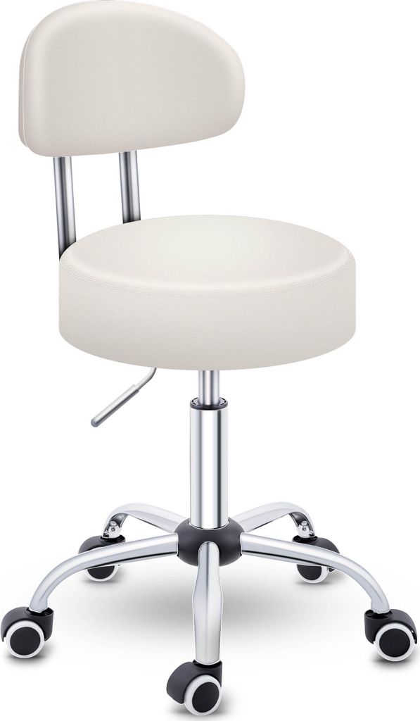 TRESKO® Taboret obrotowy z oparciem 150 kg Beżowy | Taboret Zdjęcie produktu 