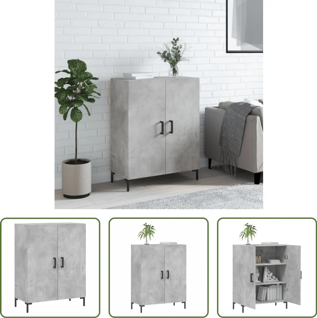 The Living Store credenza cemento grigio 69,5x34x90 cm materiale legno - 10