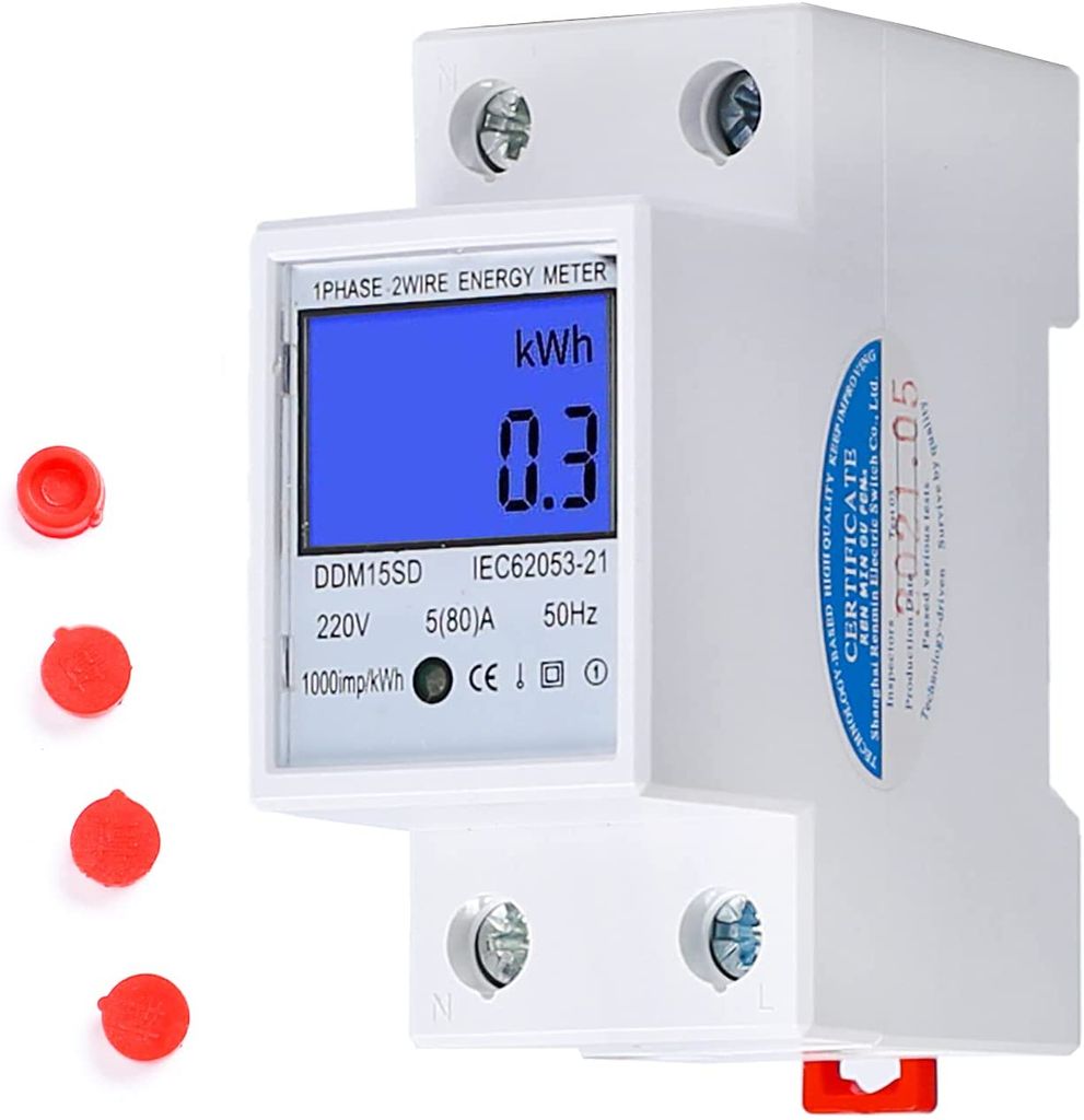 LCD Wechselstromzähler Stromzähler Phase Wattmeter 5 32 A für DIN KWH Hutschiene 