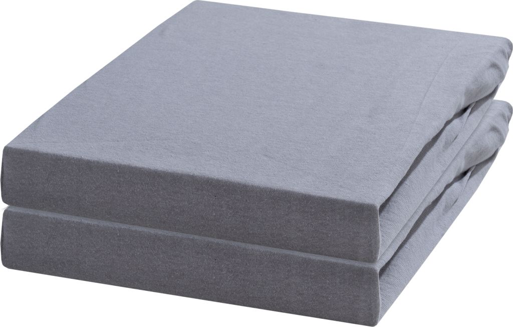 Spannbettlaken - 100 x 200 cm - Anthrazit - Baumwolle - 2er Set