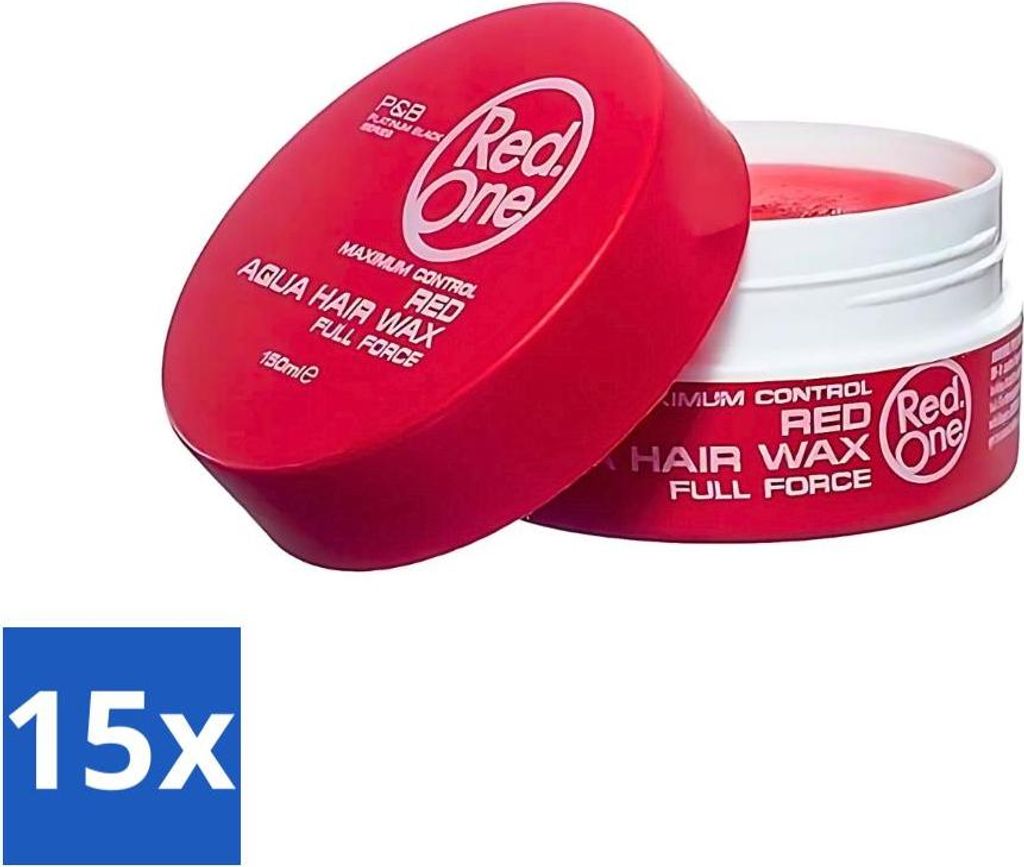 Red One - Haarwachs - Rot - Aqua Hair Wax - Für festes Styling & glänzende Ergebnisse - 150 ml - Vorteilspack - 15 Stücke
