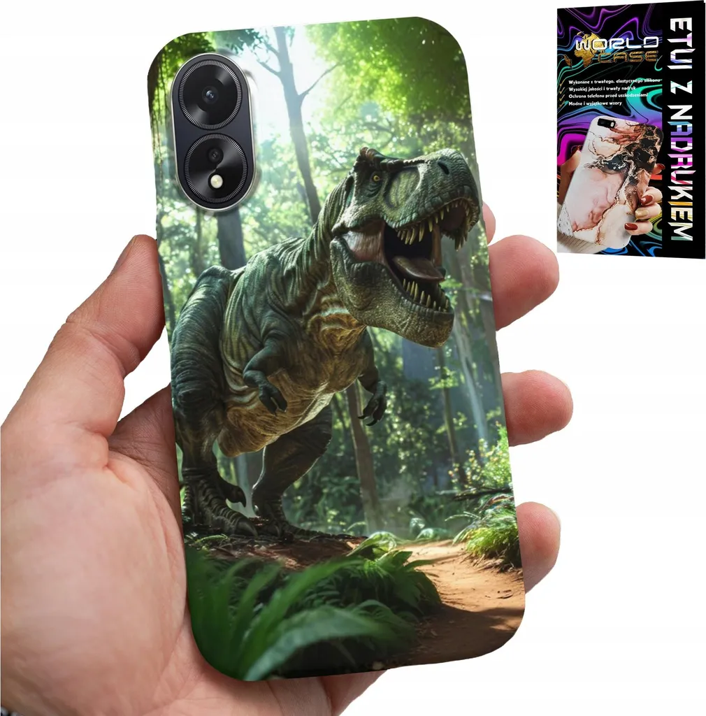Set Protezione Oppo A38 4G: Custodia Dinozaur + Vetro Temperato Szkło