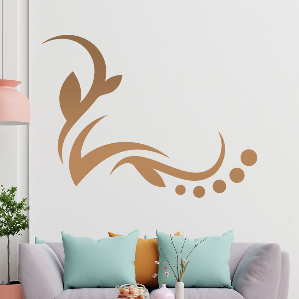 Blätter - Linien Punkte Wandtattoo in 6 Größen - Wandaufkleber Wall Sticker - Dekoration, Küche, Wohnzimmer, Schlafzimmer, Badezimmer