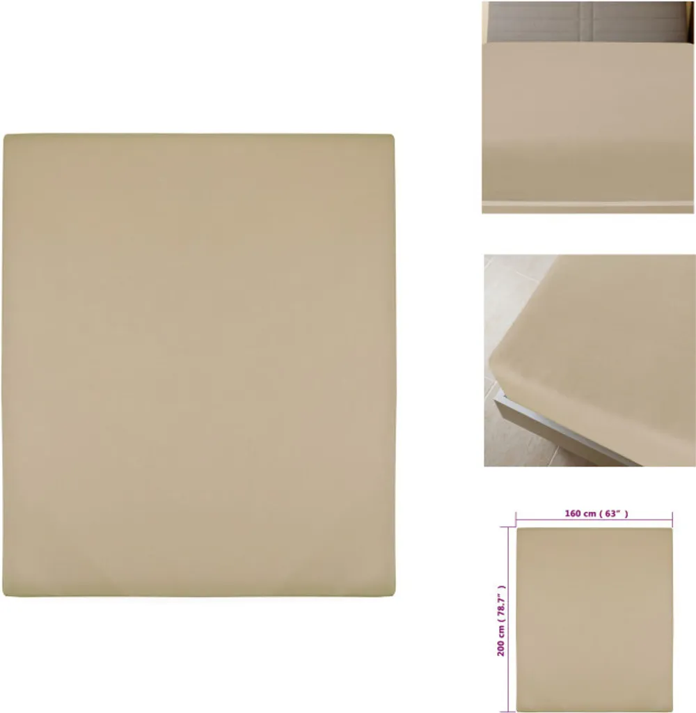 vidaXL Lenzuolo matrimoniale 2 pz. Jersey taupe 160x200 cm in cotone - Lenzuolo da letto