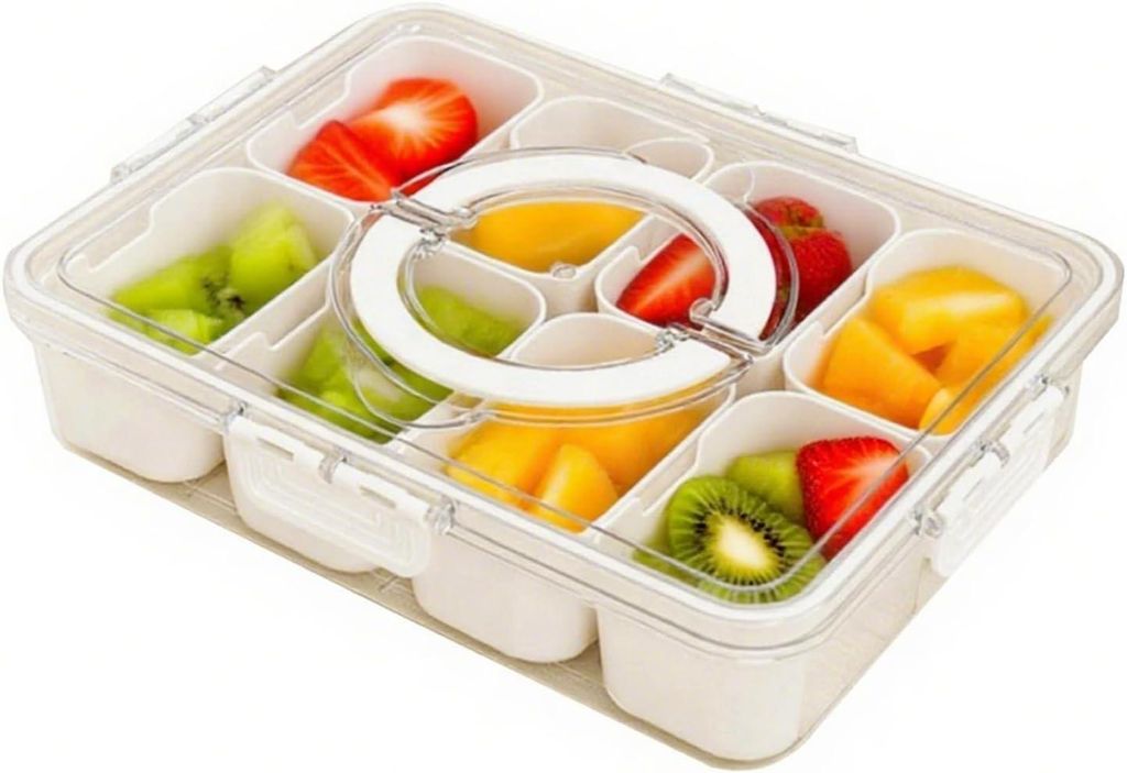 Snackbox mit 8 Fächern und Deckel, transparente Produktbild 