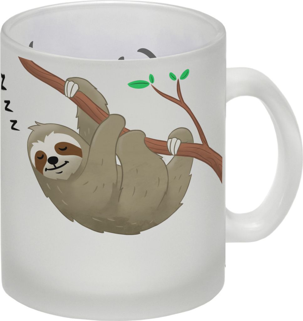 Weck mich wenn es Freitag ist Glas Tasse mit Faultier, Schrift,