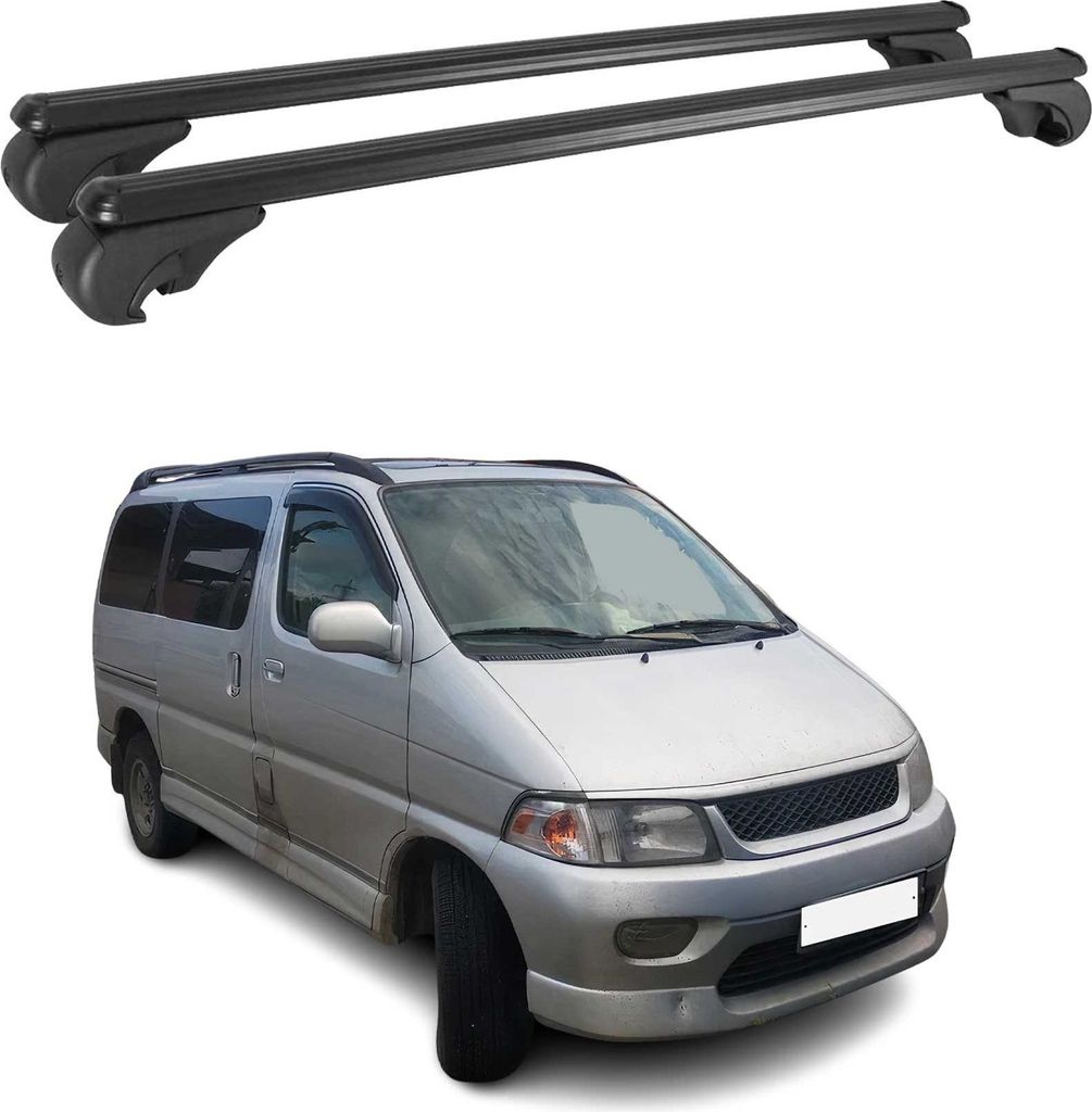 Dachträger Grundtäger für Toyota Hiace mk4 1997-2004 FL 75kg Metall Schwarz 2x