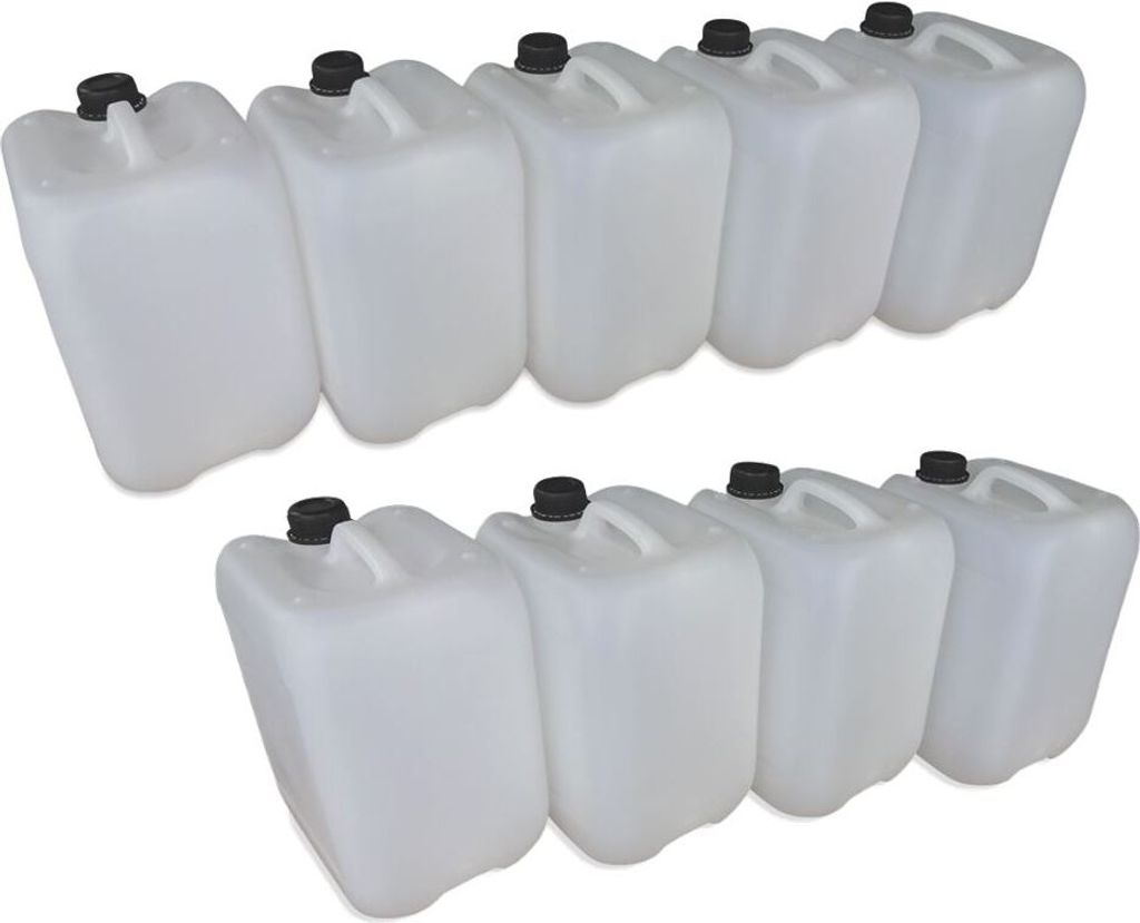 9 x 10 Liter 10 L Trinkwasserkanister Kunststoffkanister Kanister dicht natur DIN45 (9x10 knn45)