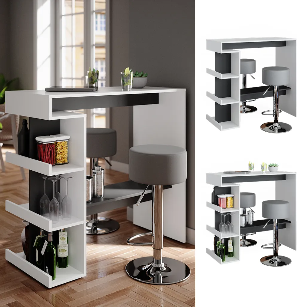 Set de Bar Compact Vicco Dana Blanc 108x50 cm : Solution Petit Espace